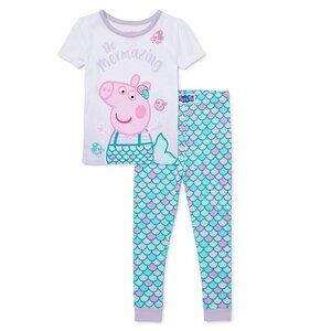 Toddler Girls 2 pc PEPPA PIG Be Mermazing Mermaid Cotton Pajamas Size 3T NWT
